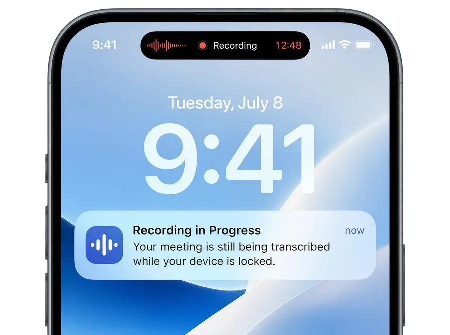 Notie recording in the background with the screen off